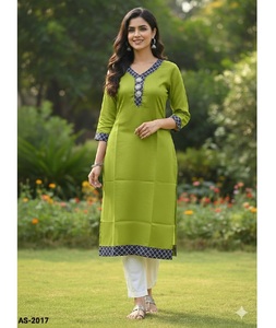 Ropa Étnica India, Kurtis de Seda Aart para Uso Diario e Informal con Corte Jacquard y Bordado, Colección de Kurtis Sencillos a Bajo Precio - Product Image 1
