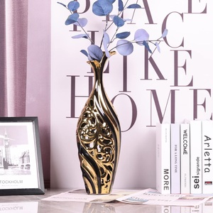 Moderno contemporáneo azul brillante indio florero de cerámica hecho a mano elegante hogar y oficina Hotel decoración al por mayor - Product Image 2