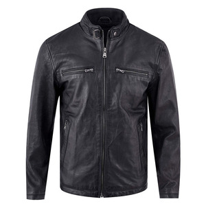 Vêtements d'extérieur en cuir véritable à fermeture éclair pour hommes, manteaux à col montant, nouveautés, vestes en cuir pour hommes, meilleures ventes, dernière mode - Product Image 1