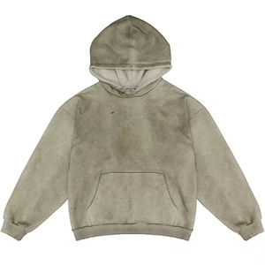 Sudaderas con capucha de gran tamaño lavadas con ácido descoloridas personalizadas para hombre 500gsm 100% algodón suéter pesado desgastado Vintage lavado con ácido - Product Image 1