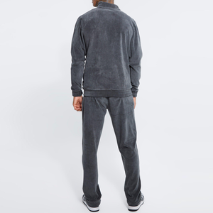 Ensemble de jogging unisexe sur mesure avec logo personnalisé, taille plus, sweat-shirt en velours à manches longues, veste de survêtement en velours, jogging 2 pièces, 100% coton - Product Image 2