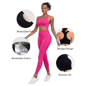 Transpirable personalizado Color sólido Mujer Tallas grandes Hasta la rodilla Ropa deportiva de verano Entrenamiento Conjuntos activos para ropa de gimnasio - Product Image 2