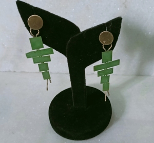 ต่างหูสตั๊ดโลหะสีทองแบบโบราณเครื่องประดับปาร์ตี้สุดแฟนซีสีเขียวแนวแฟนซีที่คล้ายกับกำไลแฟนซี - Product Image 2