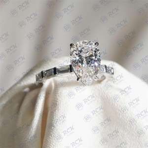 3.00 TCW poire et baguette coupe Moissanite Hidden Halo bague de fiançailles en argent sterling 925 pour femme - Product Image 1