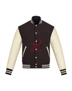 Veste en laine personnalisée NoorX Sports, style varsity, respirante, coupe-vent, poignets côtelés, boutons pression, broderie de logos en option - Product Image 1