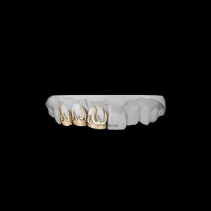 Handmade Rose Gold Flame Design Grillz Set Custom Fire Pattern <b>Top</b> And Bottom Teeth Hip Hop Mouthpiece <b>For</b> Men And <b>Women</b> - Product Image 1