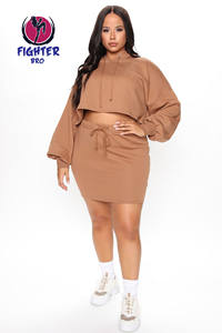 Ropa deportiva Conjunto de chándal corto Conjunto de sudadera y pantalones cortos recortados para mujer Conjunto de sudadera y pantalones cortos de 2 piezas para mujer - Product Image 3