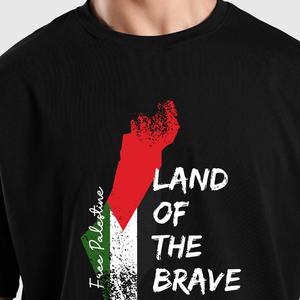 Camiseta de punto larga palestina de gran tamaño para hombre y mujer, venta al por mayor, ropa de calle de manga corta de algodón, camiseta de moda, proveedor OEM ODM - Product Image 4
