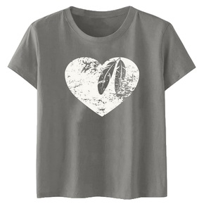 Wholesale Women's Teenagers 100% Cotton Solid Jersey Lightweight Soft Crew Neck Casual Printed Blank Eco-Friendly Breathable - Product Image 1