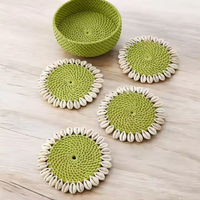 Assiette en rotin tressé artisanal ODM la plus vendue, vaisselle de fête en coquillage la plus vendue, design floral classique TUYET DUNG, vente en gros