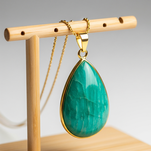 Vêtements quotidiens en argent Sterling 925 chaîne délicate bohème naturel Amazonite goutte forme pendentif guérison cristal mode pendentifs - Product Image 4