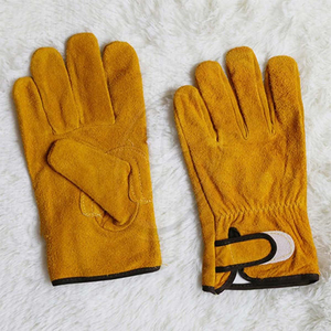 ถุงมือหนังนิรภัยกันความร้อนสีเหลืองถุงมือทนไฟ1คู่จากปากีสถานทนทานสำหรับใช้งานกลางแจ้ง - Product Image 4