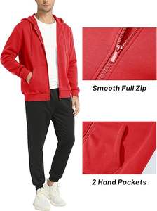 Sweat à capuche zippé en molleton de coton style moderne, épais, chaud, coupe ample, mode urbaine - Product Image 3