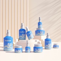 Botol Kaca Miring dengan Tutup Bambu Berlapis Es dan Pompa Lotion untuk Kemasan Kosmetik Sampo