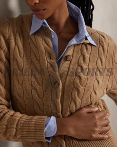 เสื้อสเวตเตอร์แฟชั่นลำลองสำหรับผู้หญิง คุณภาพสูงพิเศษ สำหรับฤดูหนาว ติดกระดุมด้านหน้า คอเสื้อปรับแต่งได้ ผลิตจากขนสัตว์ 100% ป้องกันการเป็นขุย แห้งเร็ว ขายส่ง - Product Image 2