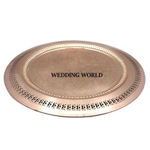Vaisselle de table en métal assiette de chargeur forme ronde nouveau concepteur mariage et événement décoratif assiette de service en métal - Product Image 4