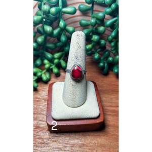 Navajo Handmade <b>Statement</b> <b>Ring</b> Rose Dahlia and Coral with Geometric Pattern Sterling <b>Silver</b> Elegant Everyday Wear Jewelry - Product Image 4