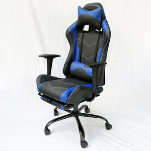 GC68022 Dark <b>Blue</b> Reclining Gaming Chair Footrest 7188 Lift Style PU Leather <b>Material</b> Extendable Adjustable Height Chinese - Product Image 5