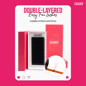 CharmLash Private Label Wispy Easy Fan J Curl Bottom Lashes Easy Fan Extension Bandejas de volumen de pestañas Extensiones de pestañas de seda - Product Image 2
