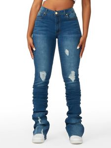 Jeans de Mezclilla Casuales Transpirables de Cintura Alta para Mujer 2025, con Detalles Desgastados, Estilo Europeo - Product Image 6