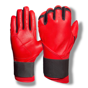 Gants de frappe de baseball en cuir à manchette longue rouge noir personnalisés de nouvelle conception pour un confort et une durabilité ultimes - Product Image 1