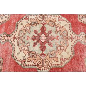 พรมขนสัตว์สีเบจสีแดงสไตล์วินเทจขนาด4.6X8ฟุตงานแฮนด์เมดสไตล์ตุรกีทรงสี่เหลี่ยมมุมฉากสำหรับห้องนั่งเล่น - Product Image 5