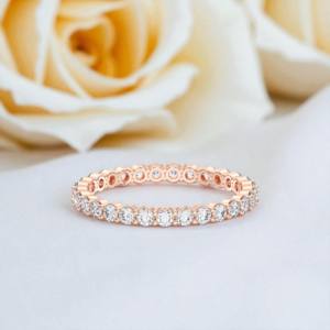 Anillo de banda de eternidad de diamante de corte redondo de moissanita de 1,00 quilates de quilates hecho en oro sólido de 10K,14K,18K - Product Image 3