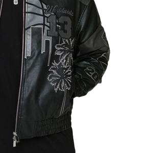 Personnalisable Vintage Zip-Up Hommes Université Veste Solide Motif Faux Cuir Baseball Bomber Avant Logo OEM Service Disponible - Product Image 4