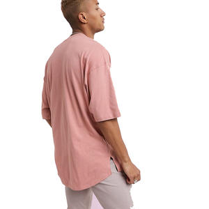 Oversize Cotton <b>T</b>-<b>Shirt</b> for Men Plus Size Custom <b>Pink</b> with OEM Print Breathable Fitness Drills Design - Product Image 1