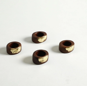 Rond de serviette en bois brun et or design classique décor de table à manger pour la maison décoration de table de dîner de fête de mariage quantité en vrac - Product Image 1