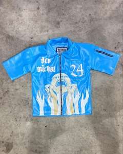 Comfortable men <b>leather</b> <b>shirt</b> with button closure, premium stitch finish for a bold look. - Product Image 1