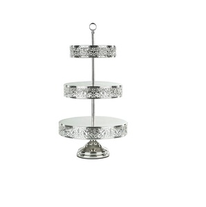 Luxury Cake Stand Hot Selling Decorative New Metal Cake Server 3 Tier Cup Cake Stand Nickel Plated Designer Cake Server - Product Image 4