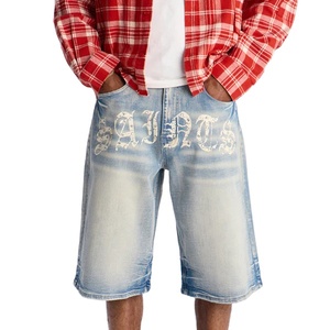 Nuevo Modelo de Pantalones Cortos Morados con Bolsillos Grandes y Cintura Elástica para Hombre, Pantalones Cortos Cargo de Mezclilla para Verano, Pantalones Cortos Denim Tears - Product Image 1