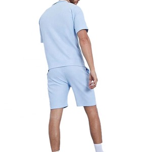 Ensemble de vêtements de sport d'été pour hommes surdimensionné pour polos et shorts à manches courtes tissu en toile motif solide - Product Image 5