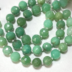 Venta al por mayor 8,5-9,5 MM Natural Chrysoprase Faceted Round Beads Green Gemstone Beads con forma redonda facetada Venta - Product Image 4