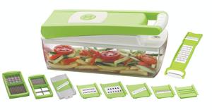 Cortador de verduras y frutas multifuncional 13 en 1, rebanador, picador, rallador y picador con pelador con botón pulsador - Product Image 4