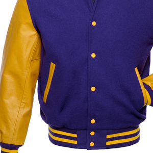 Chaqueta universitaria Premium de alta calidad para mujer, bombardero de béisbol con letras cálidas, Mangas de cuero personalizadas, Bordado de lana superventas - Product Image 3