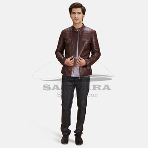 Veste en cuir personnalisée de haute qualité pour hommes Veste d'hiver décontractée à col bouffant épais de luxe et élégante à la mode pour hommes - Product Image 1