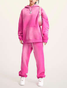 Sweat à capuche personnalisé lavé à l'acide, décontracté, élégant, sweat à capuche femme lavé à l'acide vente en gros de sweat à capuche personnalisé lavable à l'acide rose pour femmes - Product Image 4
