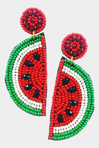 Fait à la main à la mode nouveau style pastèque perlée balancent goutte bijoux d'oreille couleur fruits conception boucles d'oreilles par glowin fashion - Product Image 5