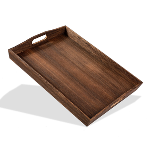 ถาดไม้อะคาเซียถาดเสิร์ฟไม้ทรงสี่เหลี่ยมผืนผ้าพร้อมที่จับ - Product Image 6