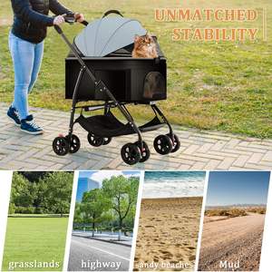 TH-PPS-191 Innovative <b>Pet</b> <b>Stroller</b> with Adjustable Shade Canopy and Quiet Glide Wheels for Smooth Travel Custom Print - Product Image 4