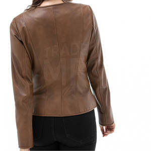 2024 femmes personnalisé en cuir véritable mode vestes dernière conception respirant toile tissu tricoté traitement fermeture éclair chaud hiver - Product Image 2