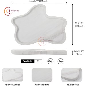 Bandeja de servicio de mármol blanco impresionante hecha a mano de mesa para restaurantes resorts comida postre aperitivos bandeja de servicio plateada Venta caliente - Product Image 3