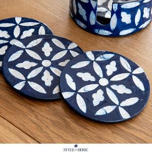 Handcrafted Eco-Friendly Lightweight Wood Bone Inlay Coaster Customizable Diameter Customized Logo Classic Stylish <b>Mats</b> <b>Pads</b> - Product Image 3