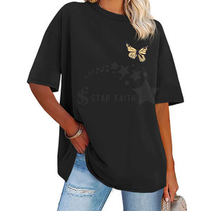 Camiseta de mezcla de algodón de gran tamaño para mujer de alta calidad OEM Top informal cómodo de estilo callejero de moda con ajuste holgado - Product Image 1