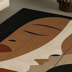 Alfombra moderna con diseño de cara abstracta, Alfombra de lana con mechones a mano para sala de estar y dormitorio, regalo de Navidad, Picnics, Año Nuevo - Product Image 3