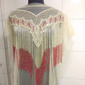 Meilleur prix de luxe fait à la main 100% Polyester vêtements de haute qualité tissu perlé Zircon tissé maille exportation directe inde filles - Product Image 3