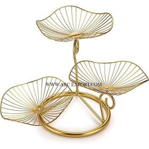 Artículos de mesa de Color dorado y hierro de Metal, cesta de frutas de decoración, cesta de almacenamiento de frutas clásica nueva y elegante de doble diseño - Product Image 3