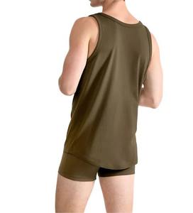 Camiseta sin mangas de algodón esencial para hombre, camiseta sin mangas para fitness informal y ropa deportiva, cuello cuadrado, logotipo personalizado de Color sólido - Product Image 6